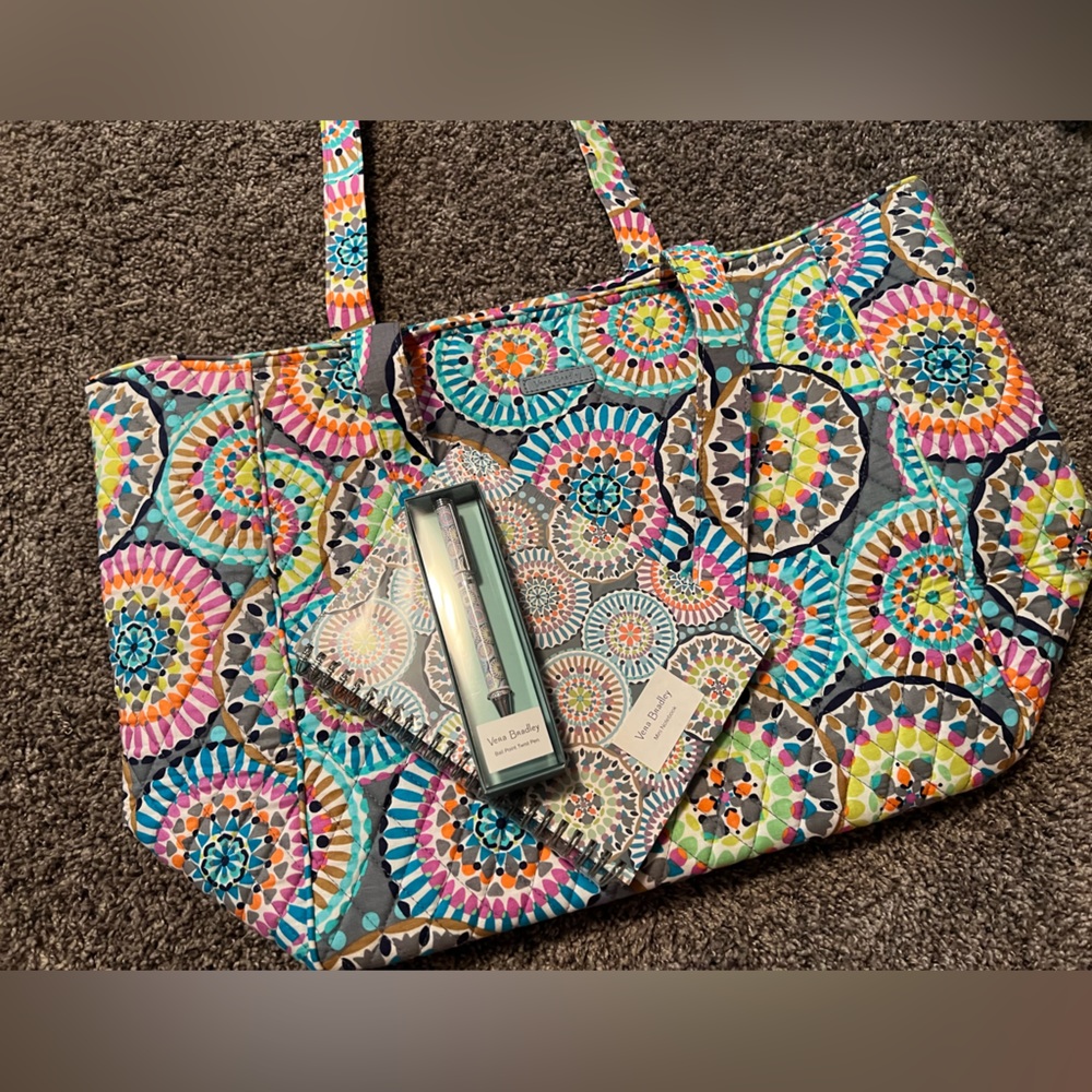 Vera Bradley Tote Bag with Stationary supplies